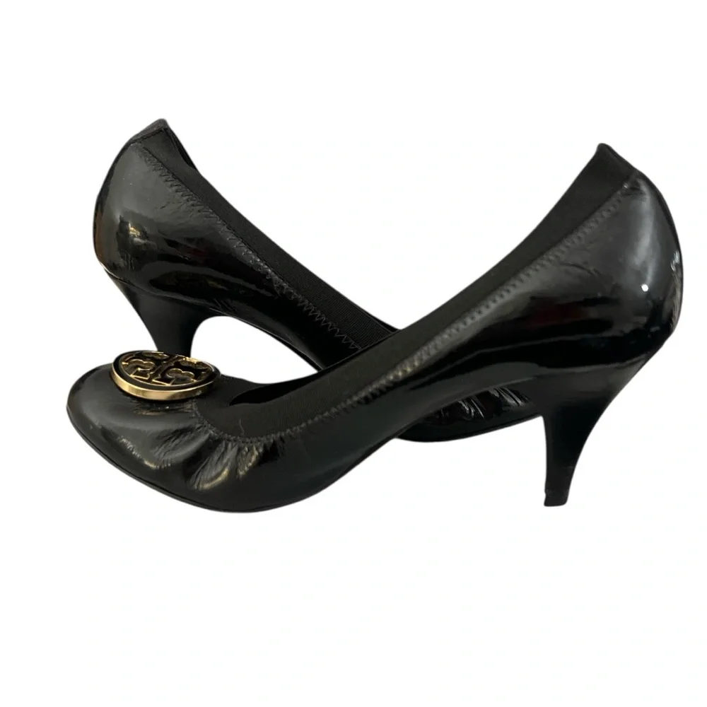 Tory Burch “Caroline” Flex Leather Pump Heels, Black, Women’s, Size 9